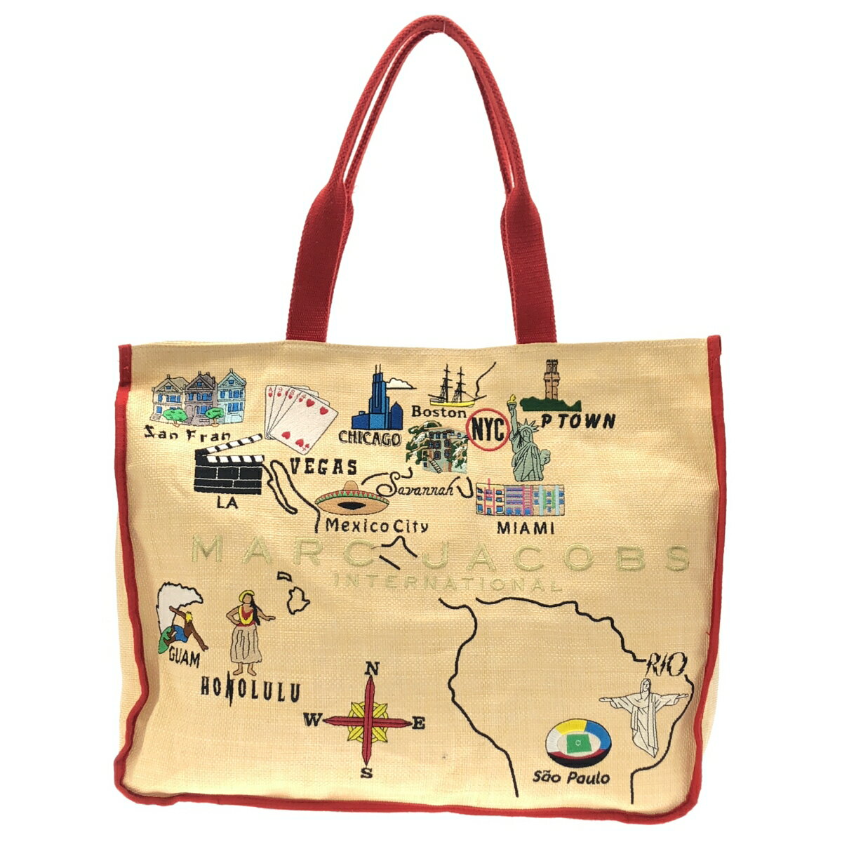 MARC JACOBS マーク ジェイコブス INTERNATIONAL ワールドマップトートバッグ ベージュ 【中古】 ITN8U329C8IS