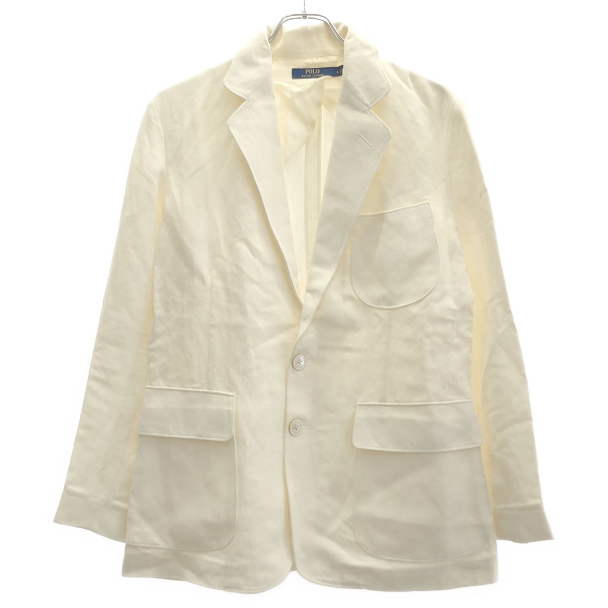 POLO RALPH LAUREN ポロラルフローレン レーヨンリネン2Bテーラードジャケット ホワイト 4 【中古】 ITVGF1DC9ZOI