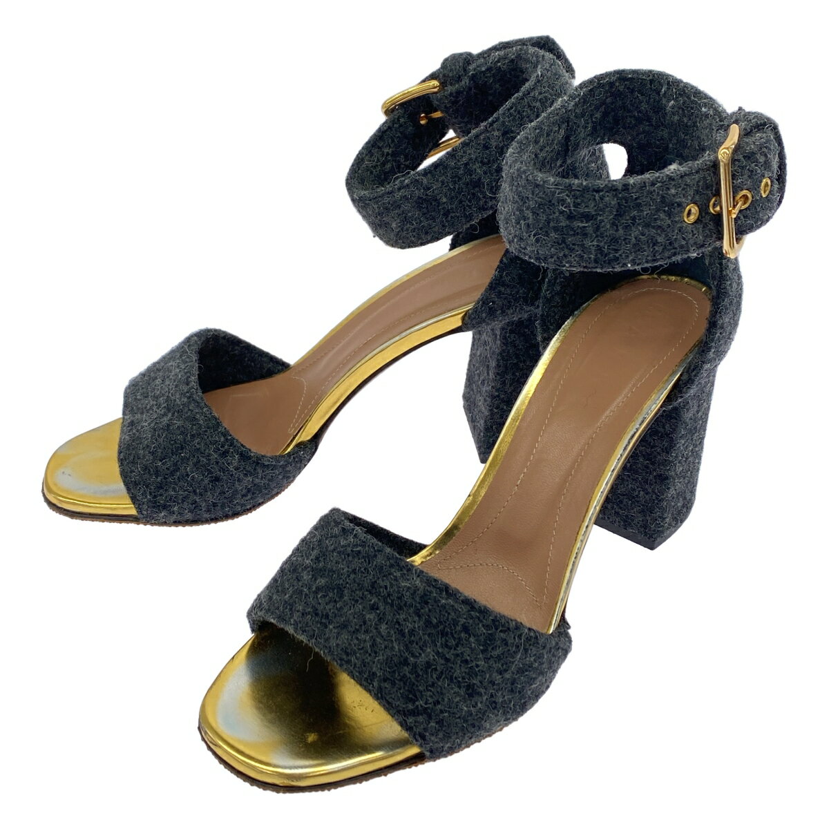 MARNI マルニ フェルトウールヒールストラップサンダル チャコールグレー 37 1/2 【中古】 ITOR39WAELQW