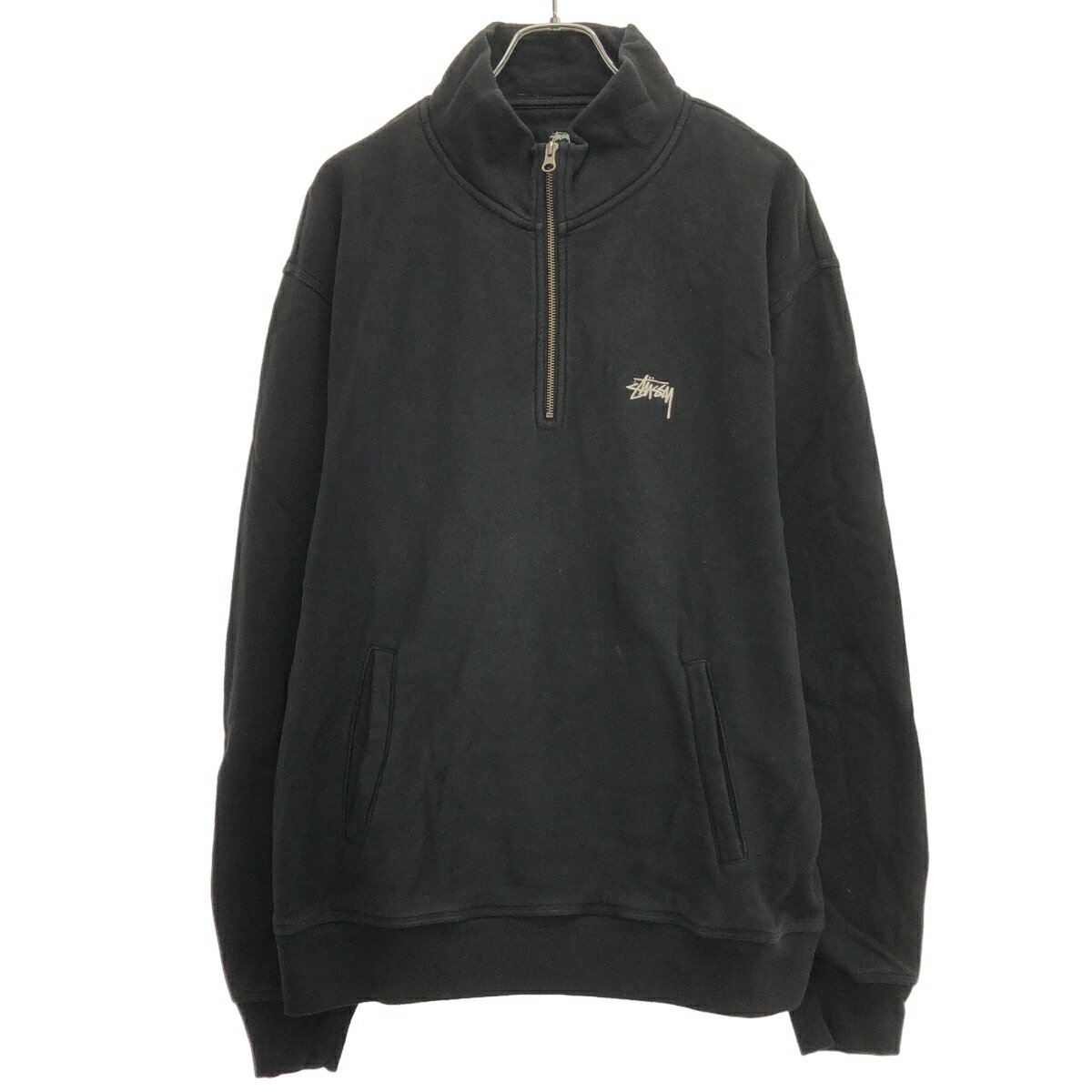 Stussy ステューシー Stock Logo MOCK ハーフジップスウェットトレーナー 118418 ブラック XL 【中古】 IT3Z2MGFSYR4