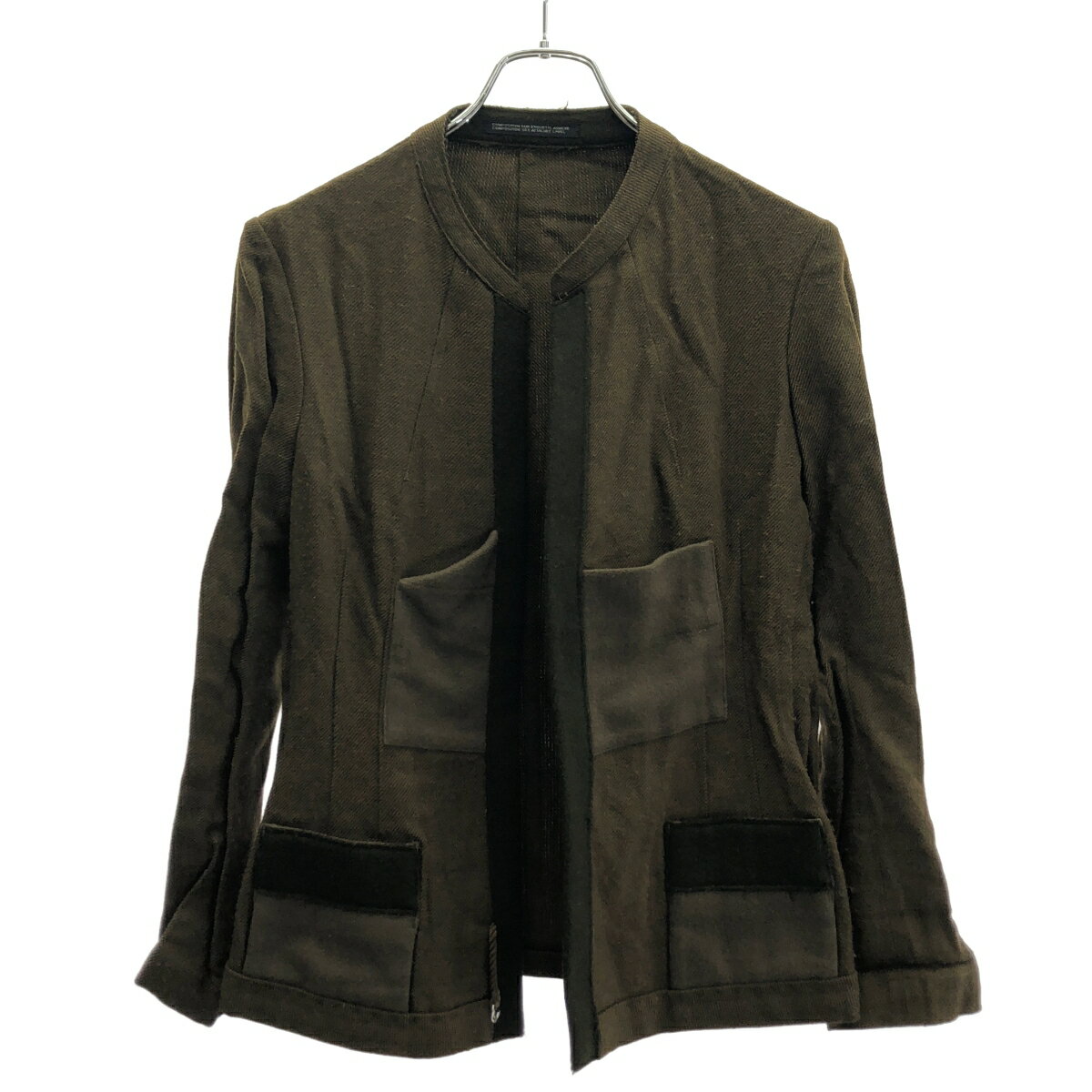 Yohji Yamamoto ヨウジヤマモト 1999AW パネルポケットノーカラージャケット FN-J04-808 カーキ 1 【中古】 ITKG1X5ZE04K