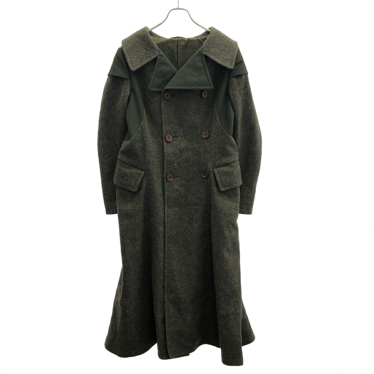 Rakuten - YOHJI YAMAMOTO +NOIR ヨウジヤマモト プリュスノアール 19AW ウールナイロンコンビトレンチコート NC-C12-815 カーキ系 2 【中古】 ITQRIHYGKFIG