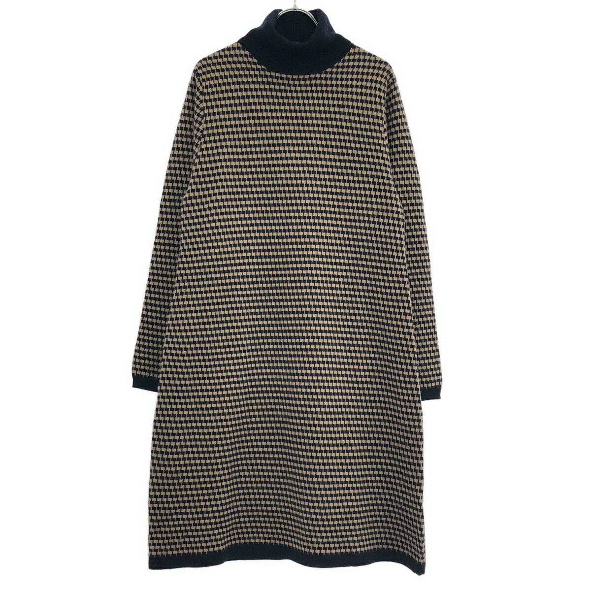 ALLUDE アリュード タートルネックジャガードニットワンピース 494-30760017 ブラウン M 【中古】 ITX2IP5CFQNS