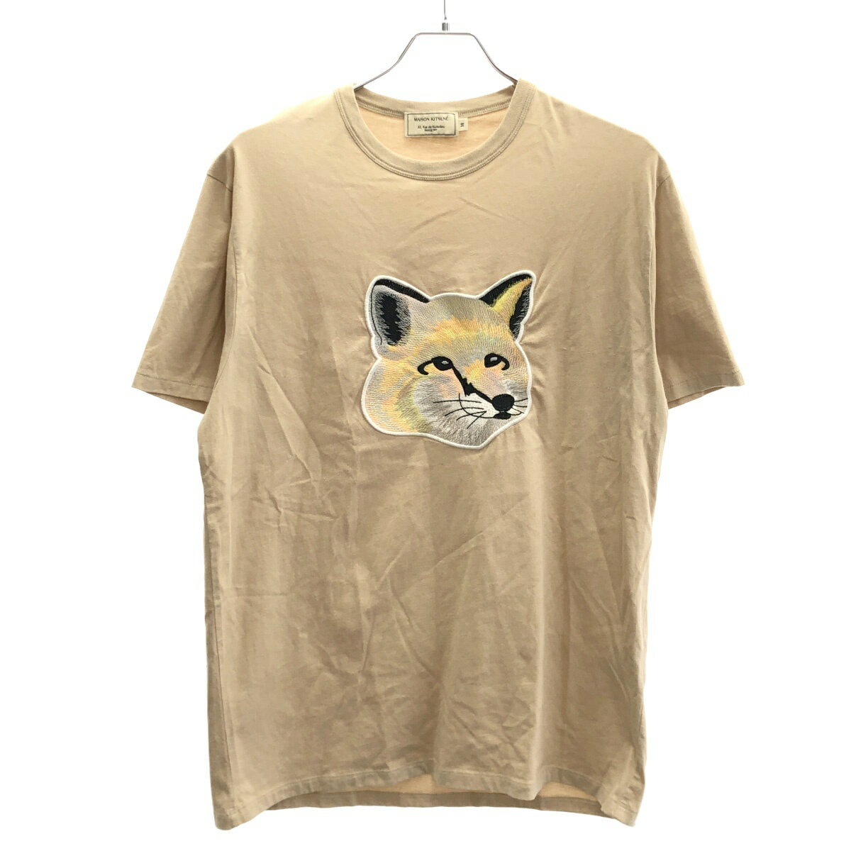 MAISON KITSUNE メゾンキツネ PASTEL FOX HEAD EMBROIDER TEE-SHIRT ビッグパステルフォックスヘッドロゴTシャツ EM00153KJ0010 ベージュ M  ITXN8NX509KY