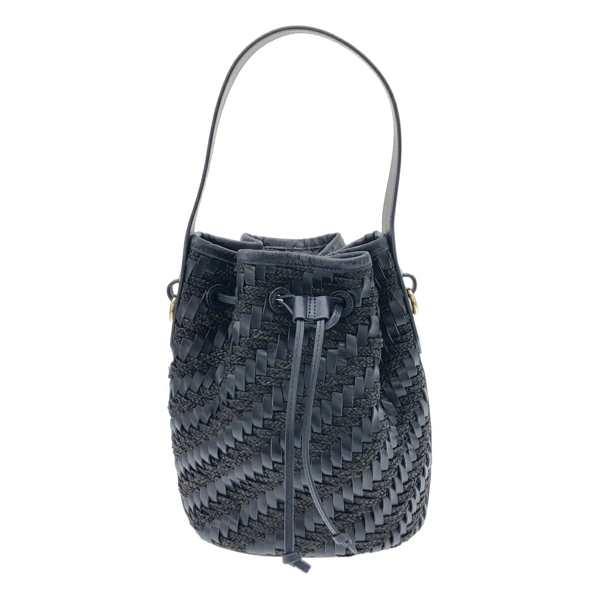 Other - ne Quittez pas ヌキテパ 佐藤 佳菜子コラボレーションLeather Raffia Bucket Bag レザーラフィアバケットバッグ ネイビー 【中古】 ITM7EDNRTQH8