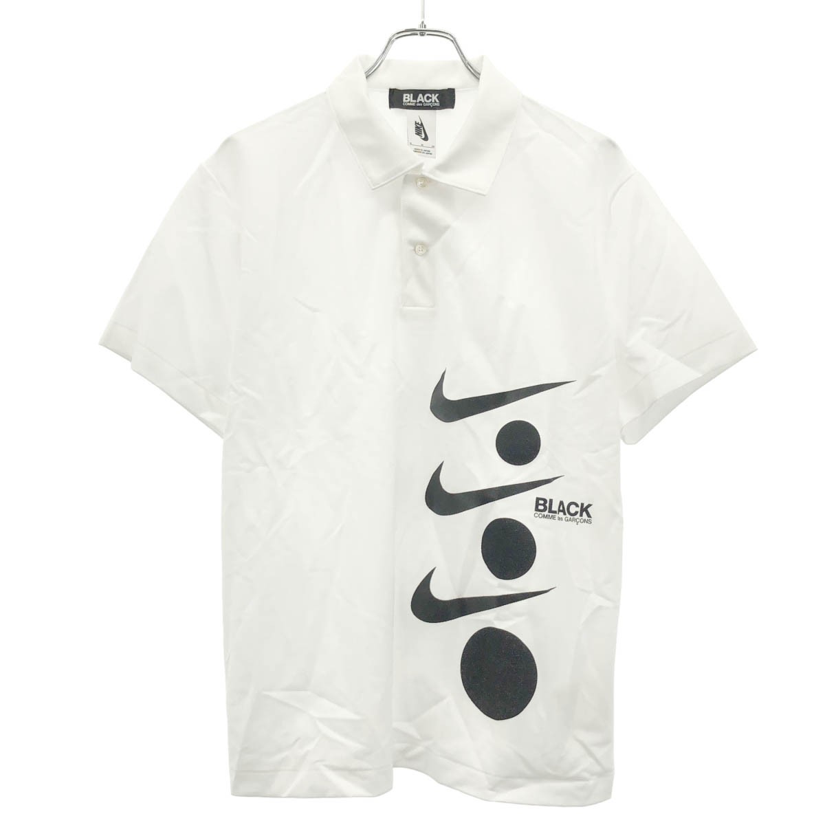 BLACK COMME des GARCONS×NIKE ブラック コムデギャルソン ナイキ 16AW ショートスリーブポロシャツ 1R-T105 ホワイト XL 【中古】 ITE7146VA3US