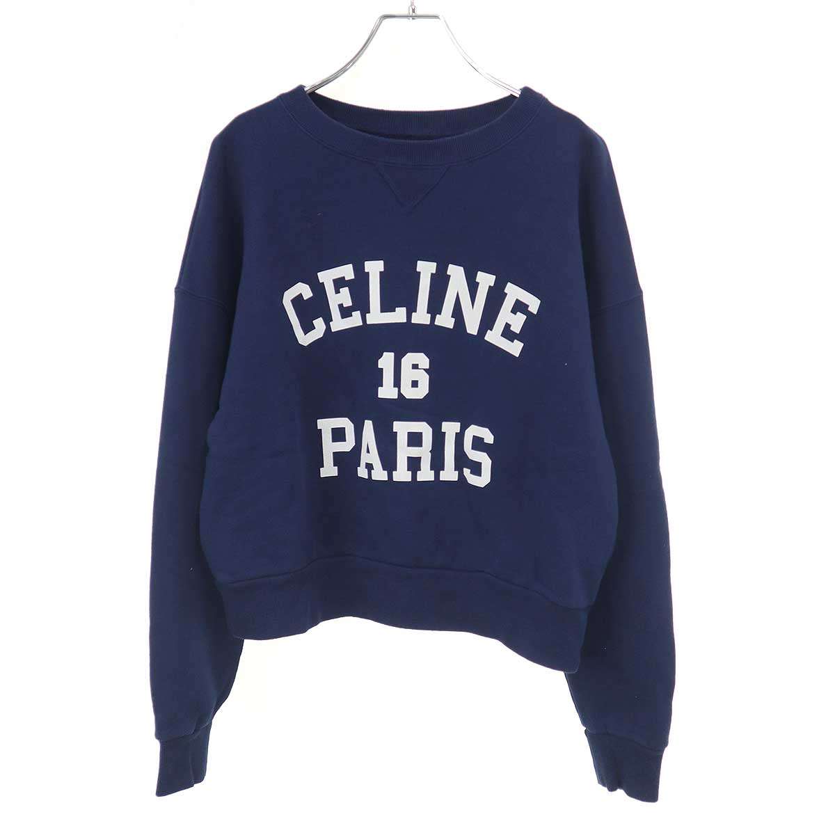乐天商城 - CELINE セリーヌ ロゴプリントスウェットトレーナー 2Y09E649W.07OW ネイビー S 【中古】 ITJ7LPPF187U