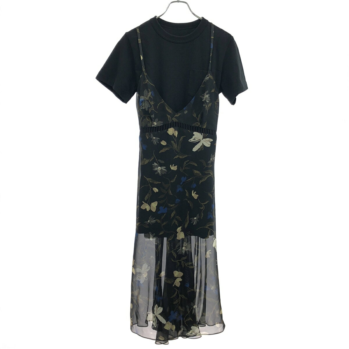 乐天商城 - sacai サカイ 24SS Floral Print Cotton Jersey Dress ワンピースセット ブラック 1 【中古】 IT0SMA6OCV6D