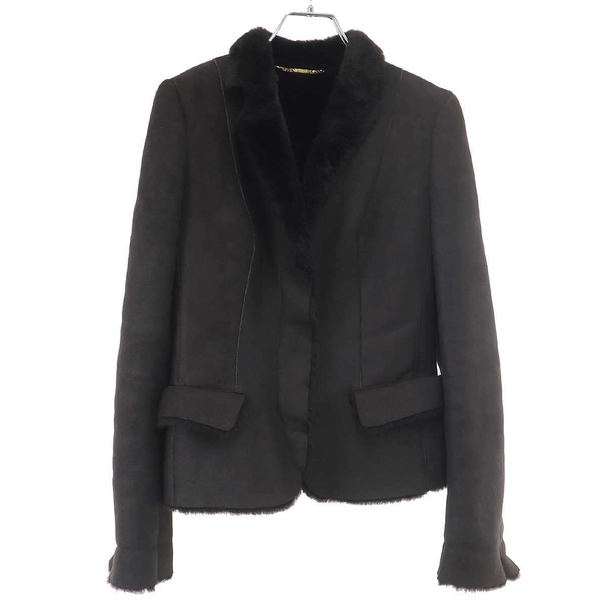 乐天商城 - GUCCI グッチ ムートンレザージャケット 239-17010-7703 ブラウン系 38 【中古】 ITVDVX0WY0MY
