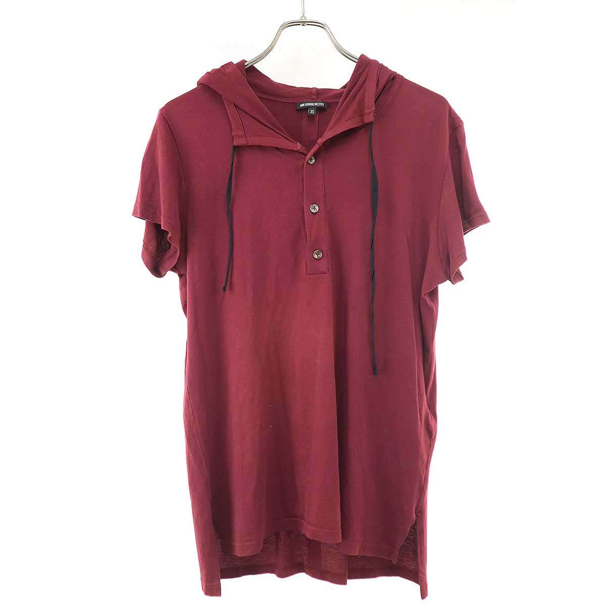 Rakuten - ANN DEMEULEMEESTER アンドゥムルメステール ショートスリーブ フーデッドシャツ バーガンディ系 XS 【中古】 ITKSCA103XVQ