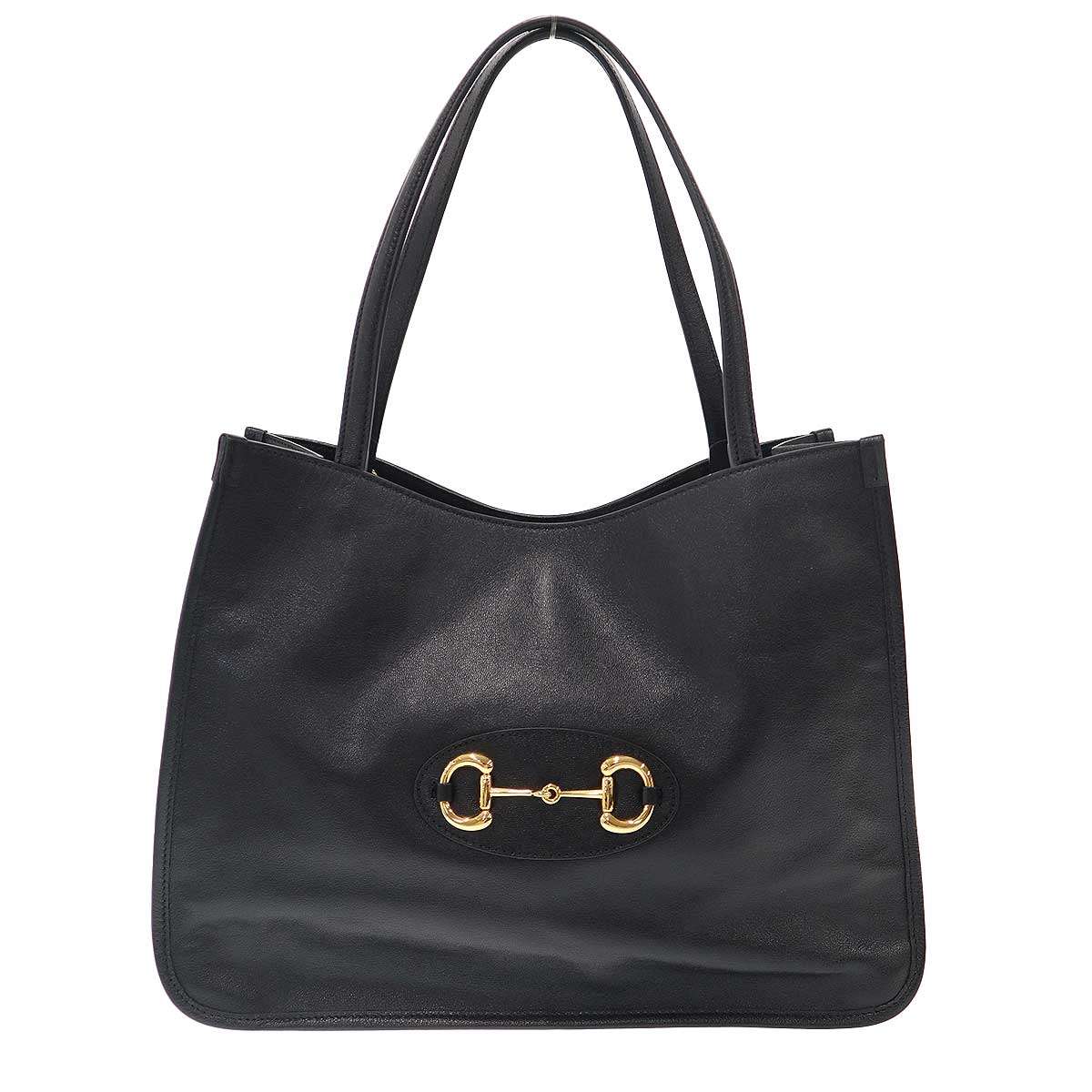 Rakuten - GUCCI グッチ Horsebit 1955 Bag レザートートバッグ 623694 ブラック 【中古】 ITZ6FM8QPBP6