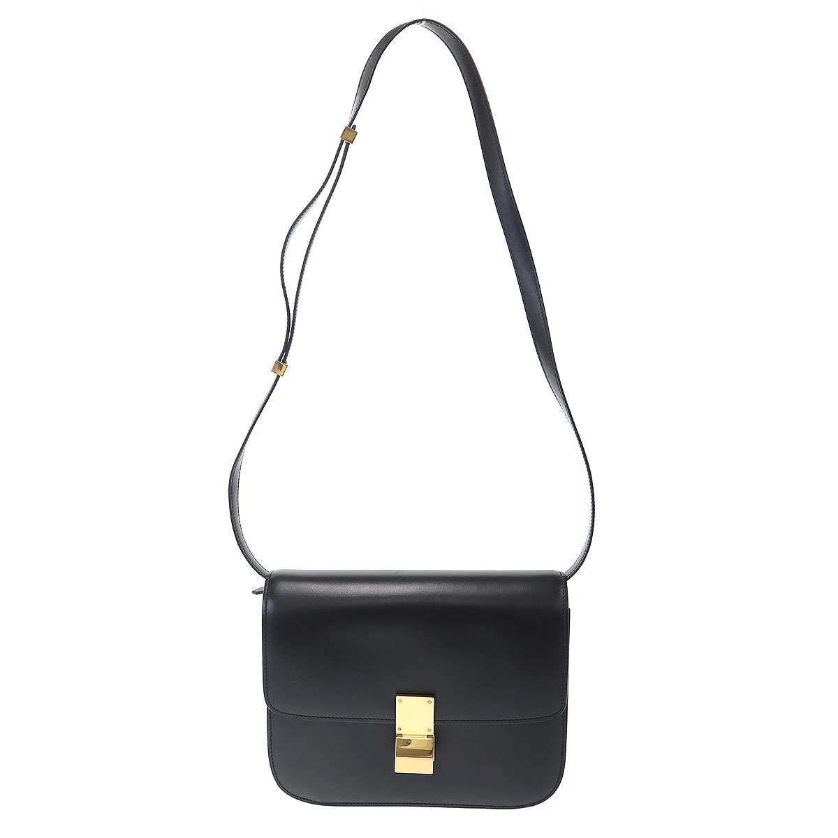 CELINE セリーヌ Classic Box Medium クラシックボックスミディアム レザーショルダーバッグ ブラック - 【中古】 IT0SD7CTX1PC