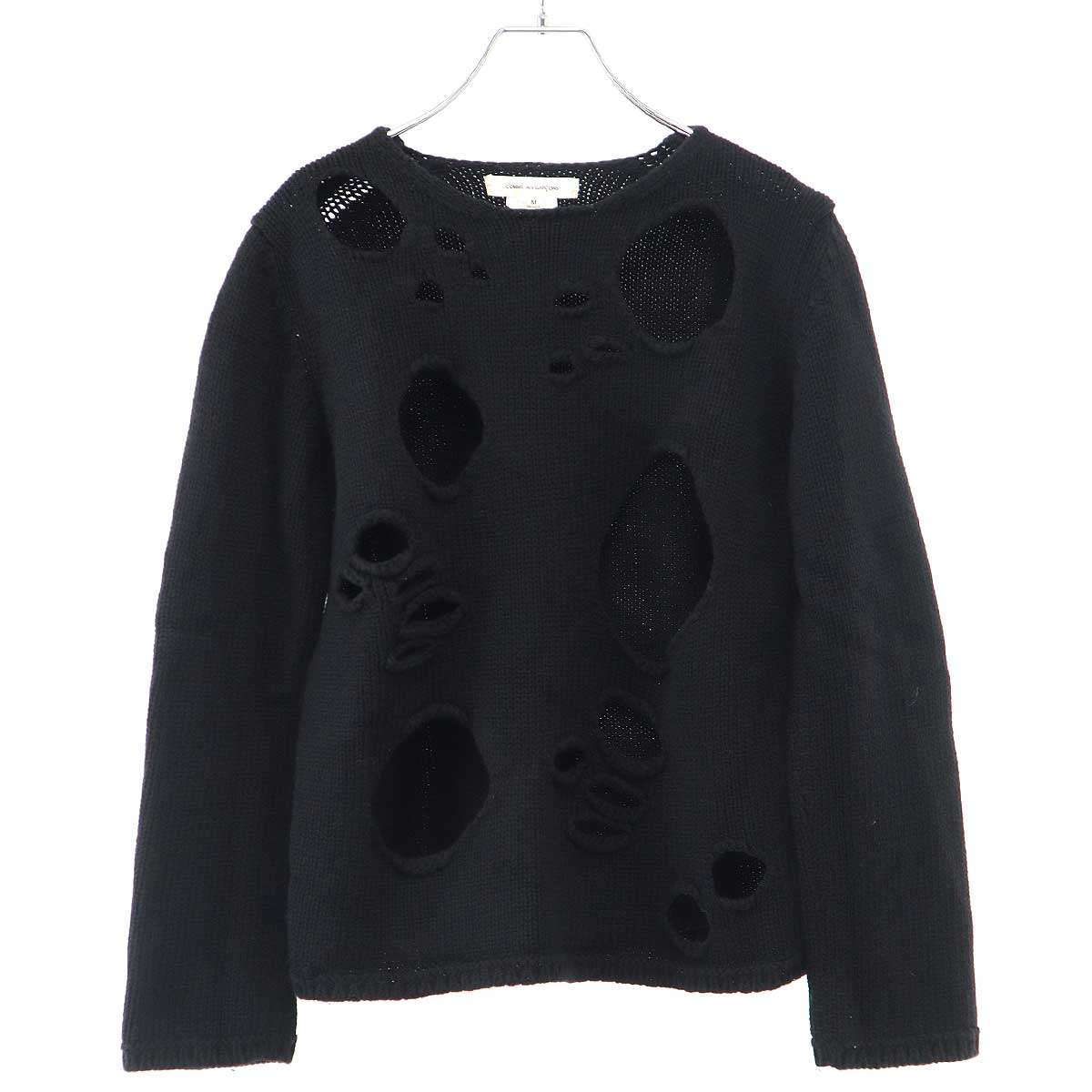 Rakuten - COMME des GARCONS コムデギャルソン 17AW Cut Out Sweater カットアウトニットセーター LS-N001 ブラック M 【中古】 ITTCD3M050GW