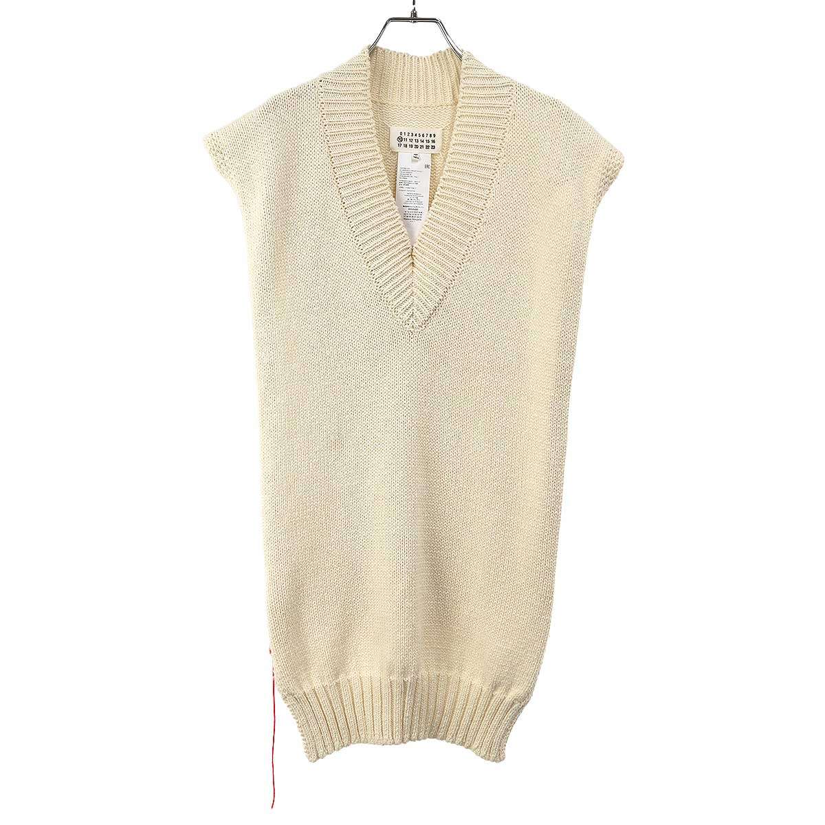 Rakuten - Maison Margiela 10 メゾン マルジェラ 21SS Vネックオーバーニットベスト S50TH0045 アイボリー S 【中古】 IT5J2G301TAQ
