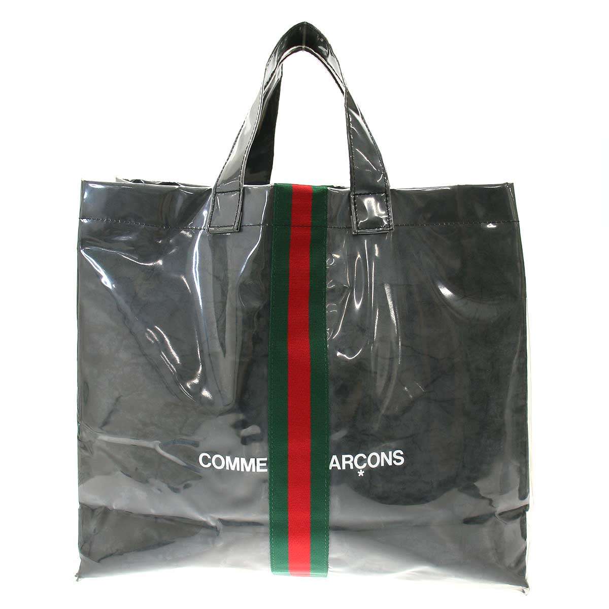 GUCCI×COMME des GARCONS グッチ コムデギャルソン 100th PVC シェリーラインビニールトートバッグ OD-K221 ブラック 【中古】 IT0I4LJZEH64