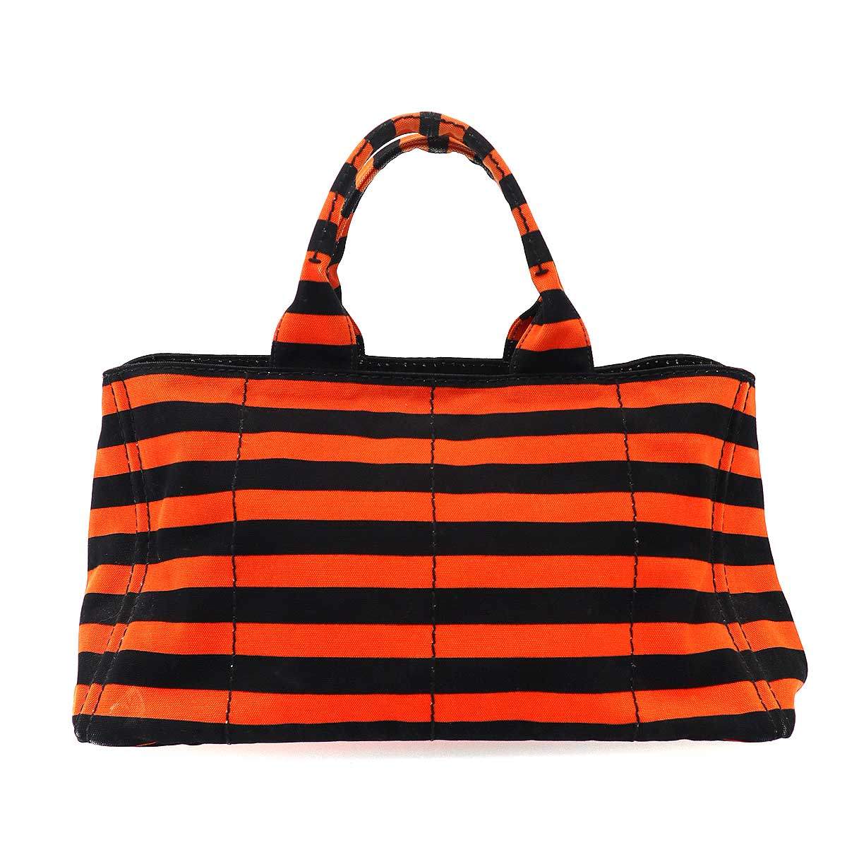 PRADA プラダ カナパ ボーダーキャンバストートバッグ B1872B レッド ブラック 【中古】 IT7YP15ZJQ0M