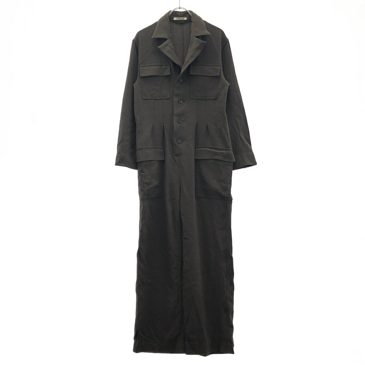 AURALEE オーラリー TWIST WOOL BARATHEA JUMPSUIT バラシアジャンプスーツ A9AT01BB ブラウン 0 【中古】 ITT4GS4G3KEQ