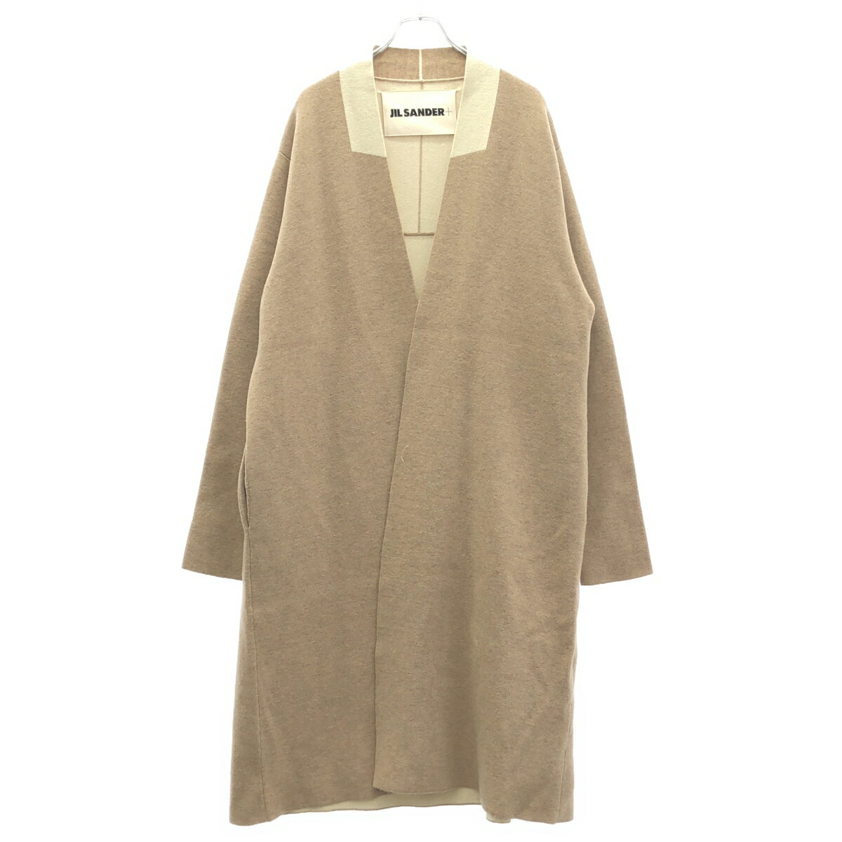 JIL SANDER ジルサンダー ウール100％ バイカラー クルーネック 長袖 ニット カーディガン サイズ36 ブラック×べージュ レディース 古着 中古 USED JIL SANDER ジルサンダー ウール100％ バイカラー クルーネック 長袖