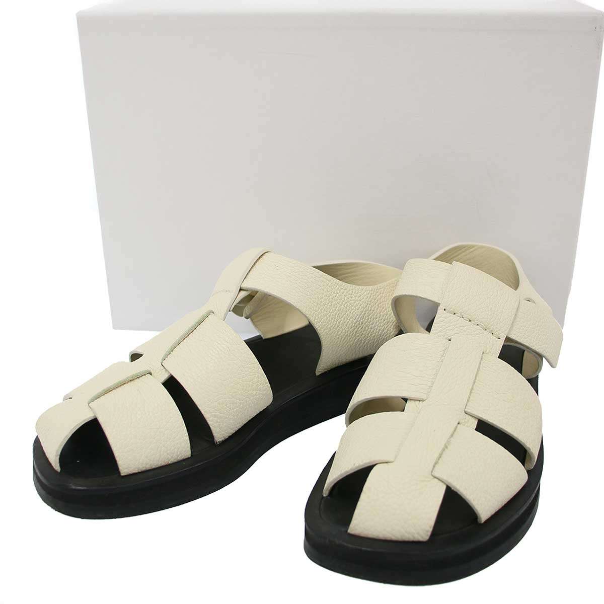 Rakuten - THE ROW ザ ロウ FISHERMAN FLAT SANDAL フィッシャーマン フラットサンダル F1203 L129 アイボリー ブラック 37.5 【中古】 IT0ID9GHPHNW