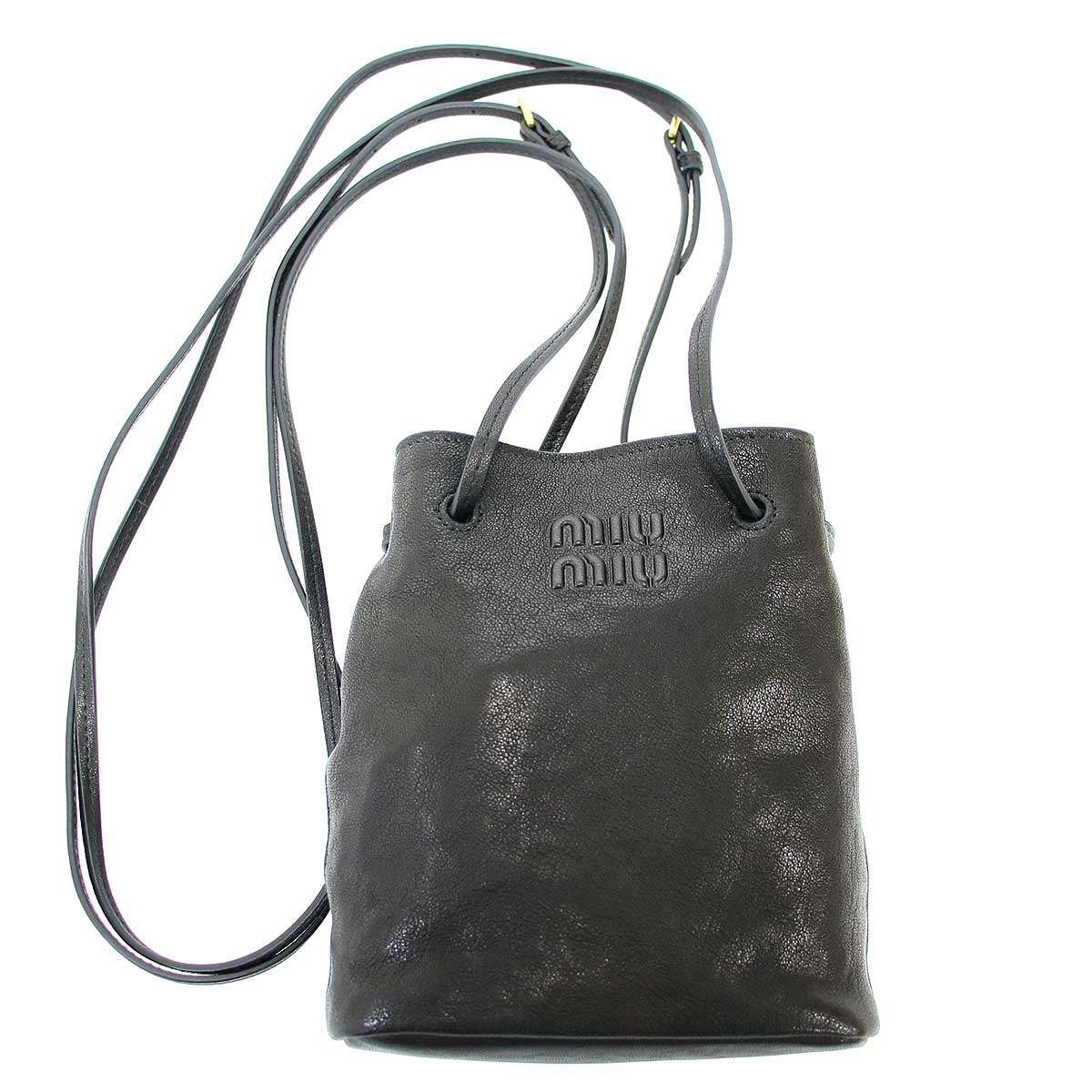 miu miu ミュウミュウ ナッパレザーミニ ショルダーバッグ 5NF460 ブラック 【中古】 IT2S944QTK74(4.0)