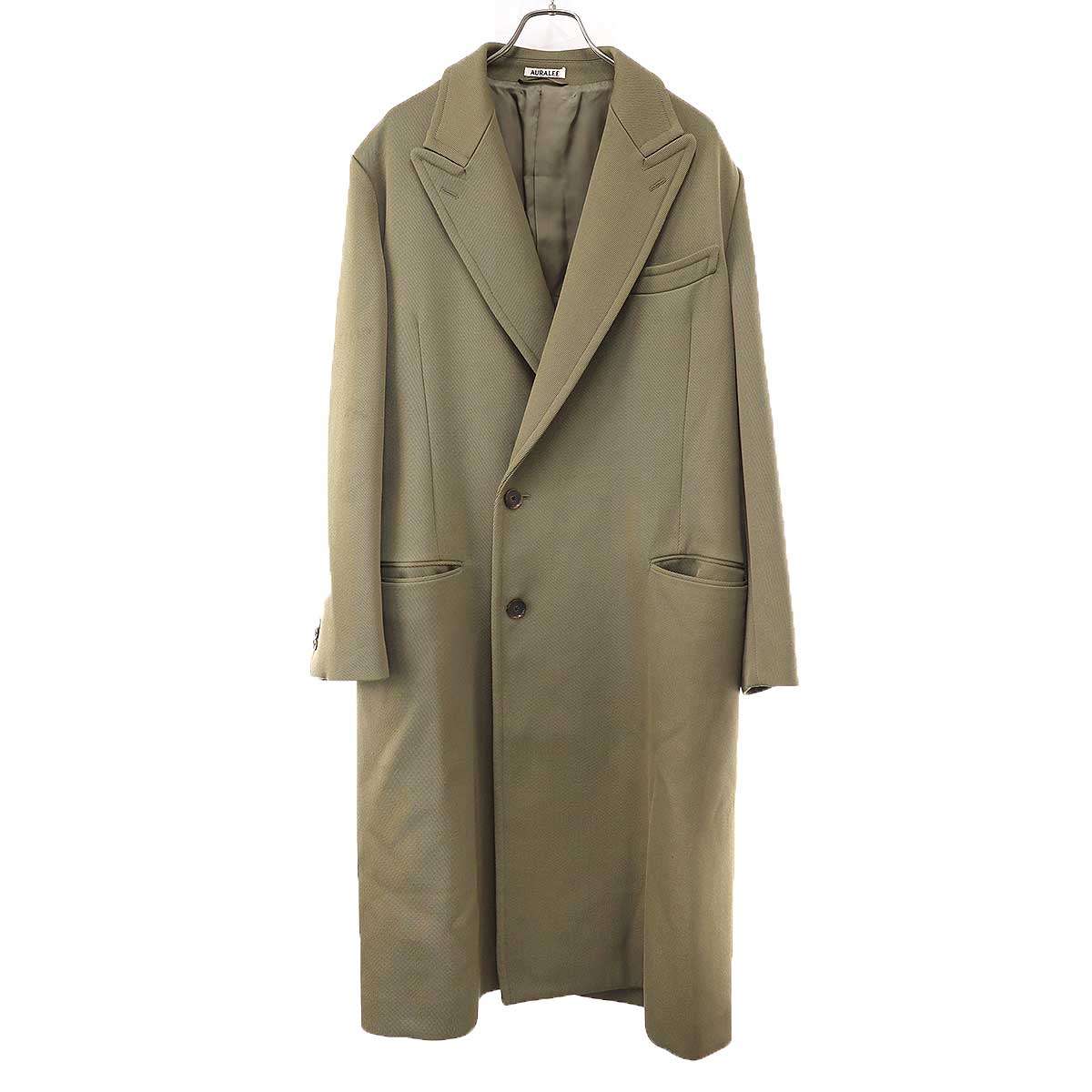 AURALEE オーラリー 23AW DOUBLE CLOTH HARD TWIST CARSEY CHESTERFIELD COAT コート A23AC01KW カーキ 4  ITSZDI03Y1LW