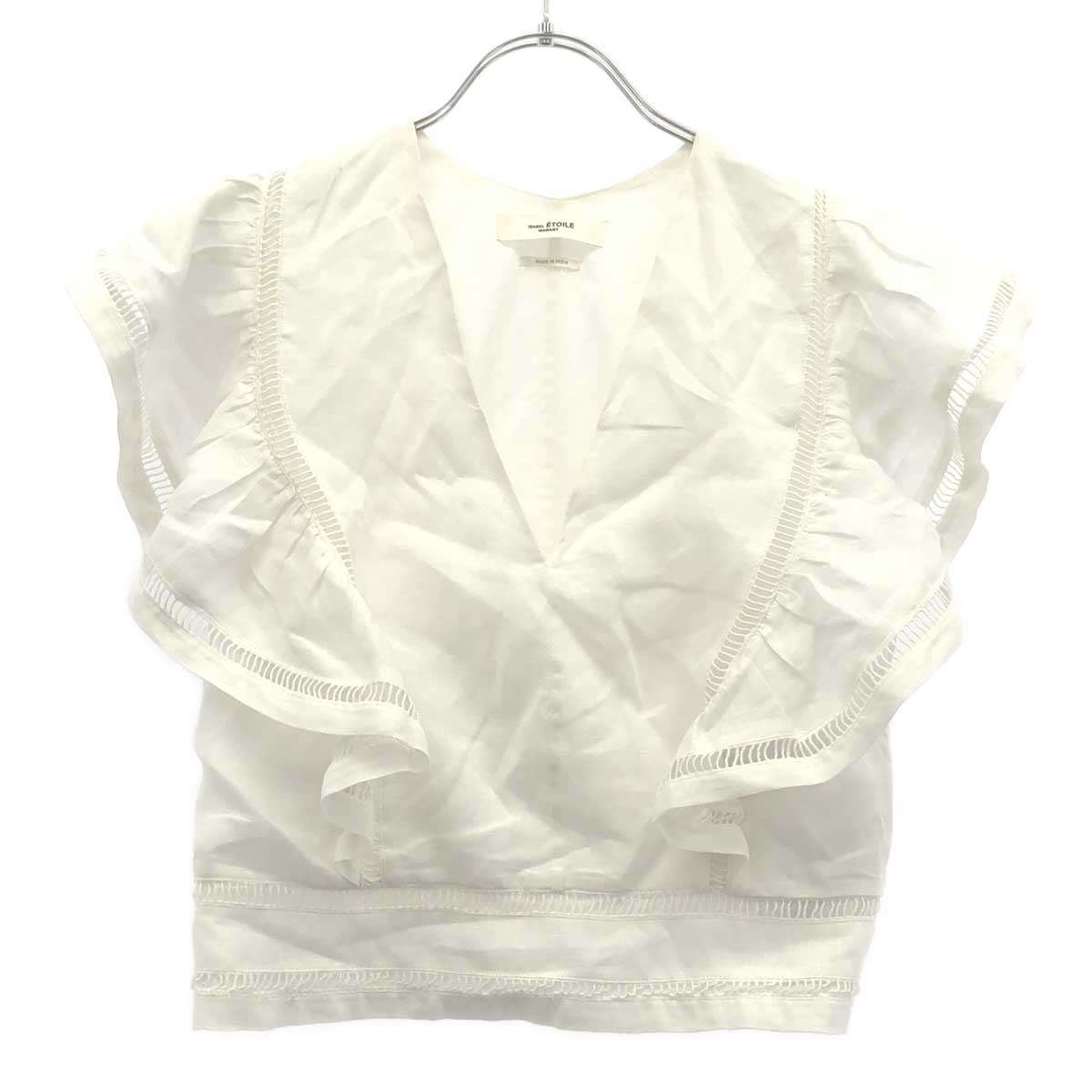 ISABEL MARANT ETOILE イザベルマラン エトワール 20SS ノースリーブフリルリネンブラウス HT1642-20P025E ホワイト 36 【中古】 IT23G10WLGUU