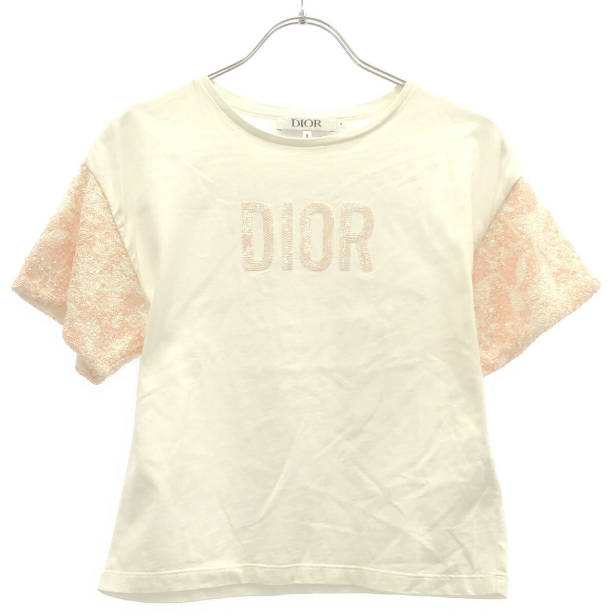 T-Shirts （Long-Sleeved） - Christian Dior クリスチャンディオール キッズ スパンコールロゴデザインTシャツ 3WBM13TEEB ホワイト ピンク 8 【中古】 ITHH0WLMMKAO