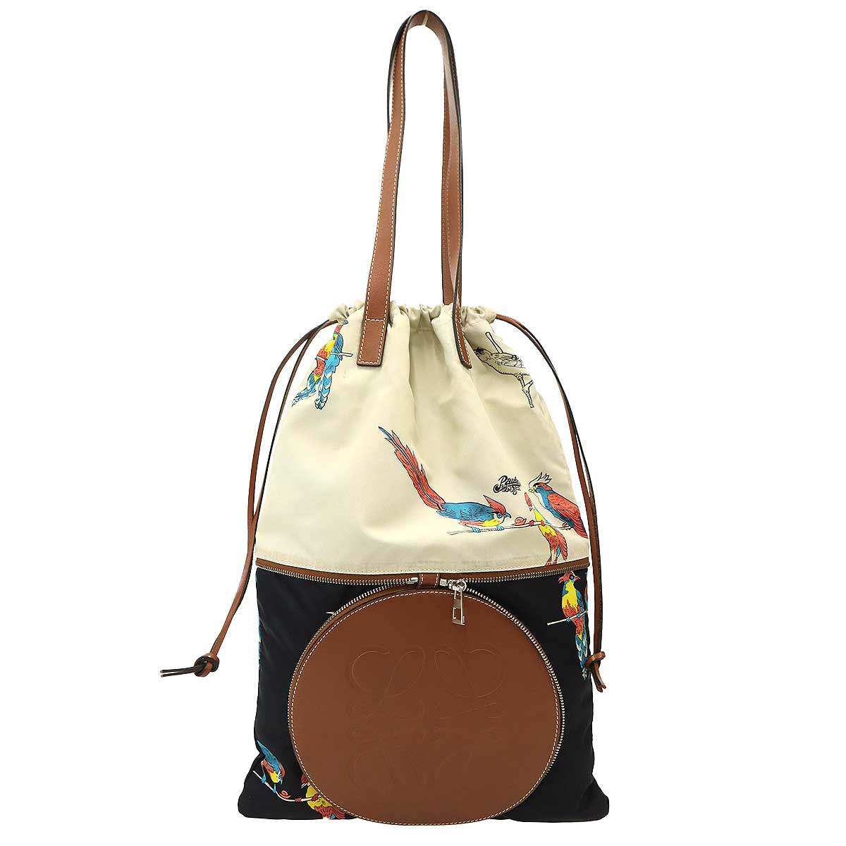 LOEWE - LOEWE Paula's Ibiza ロエベ パウラズ・イビザ アナグラム バードプリントナイロントートバッグ アイボリー×ブラック 【中古】 ITM0X9CJ7B1W