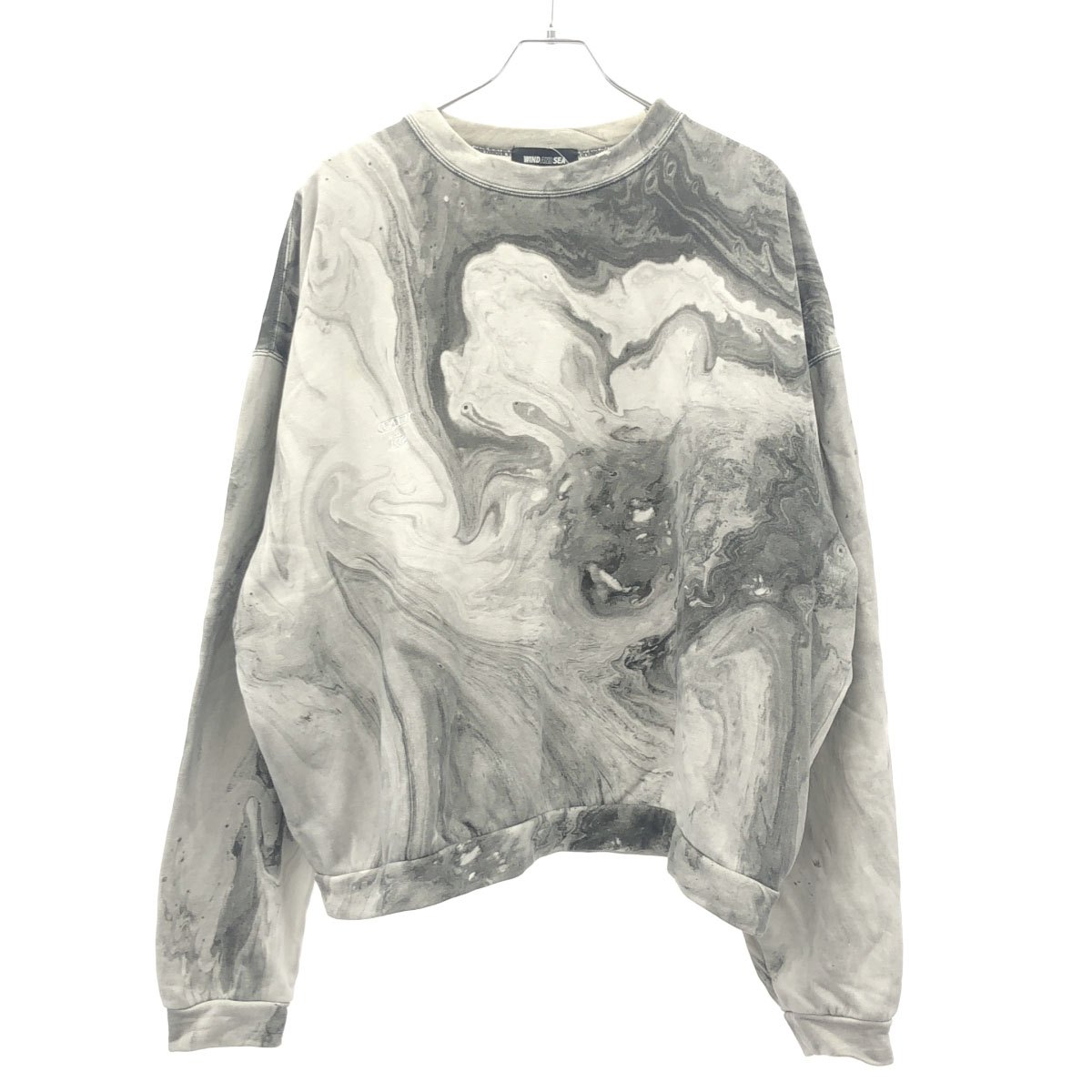 WIND AND SEA ウィンダンシー 18SS AAAMYYY Marble Printed Crew Neck マーブルプリントクルーネックスウェットプルオーバー WDS-AYM-03 ホワイト×グレー L  ITSQWKXKGRG2