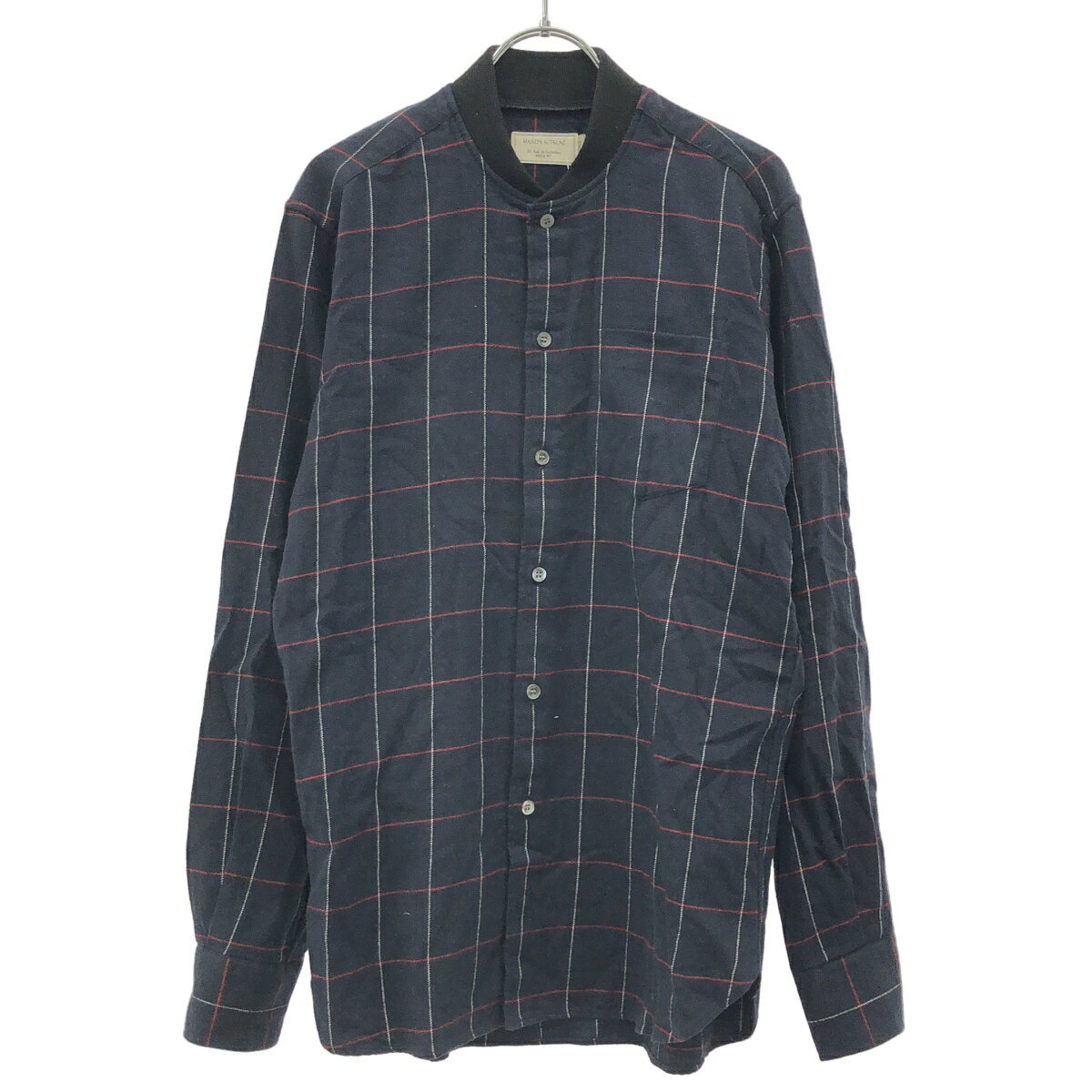 Rakuten - MAISON KITSUNE メゾンキツネ ノーカラーシャツ KMH-0658-B ネイビー 38 【中古】 ITB3BG2FCCDA