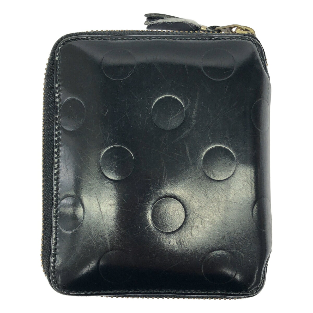 極美品　コムデギャルソン ミニ財布 ドット　エンボスレザー　黒　ブラック コムデギャルソン COMME des GARCONS 二つ折り財布 2つ折り ウォレット