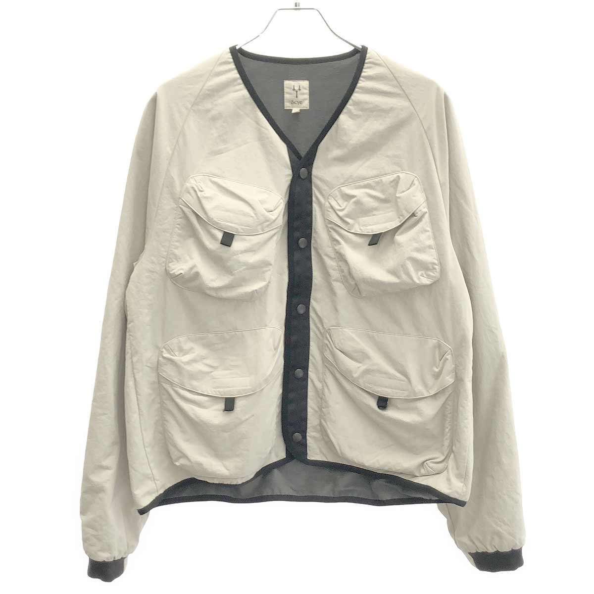 Rakuten - SCYE サイ 25AW HIGH MULTI TASLAN NYLON TWILL COLLARLESS JACKET タスランナイロンツイルカラーレスジャケット 1125-63000 グレー 38 【中古】 IT5VSTA0ASKA