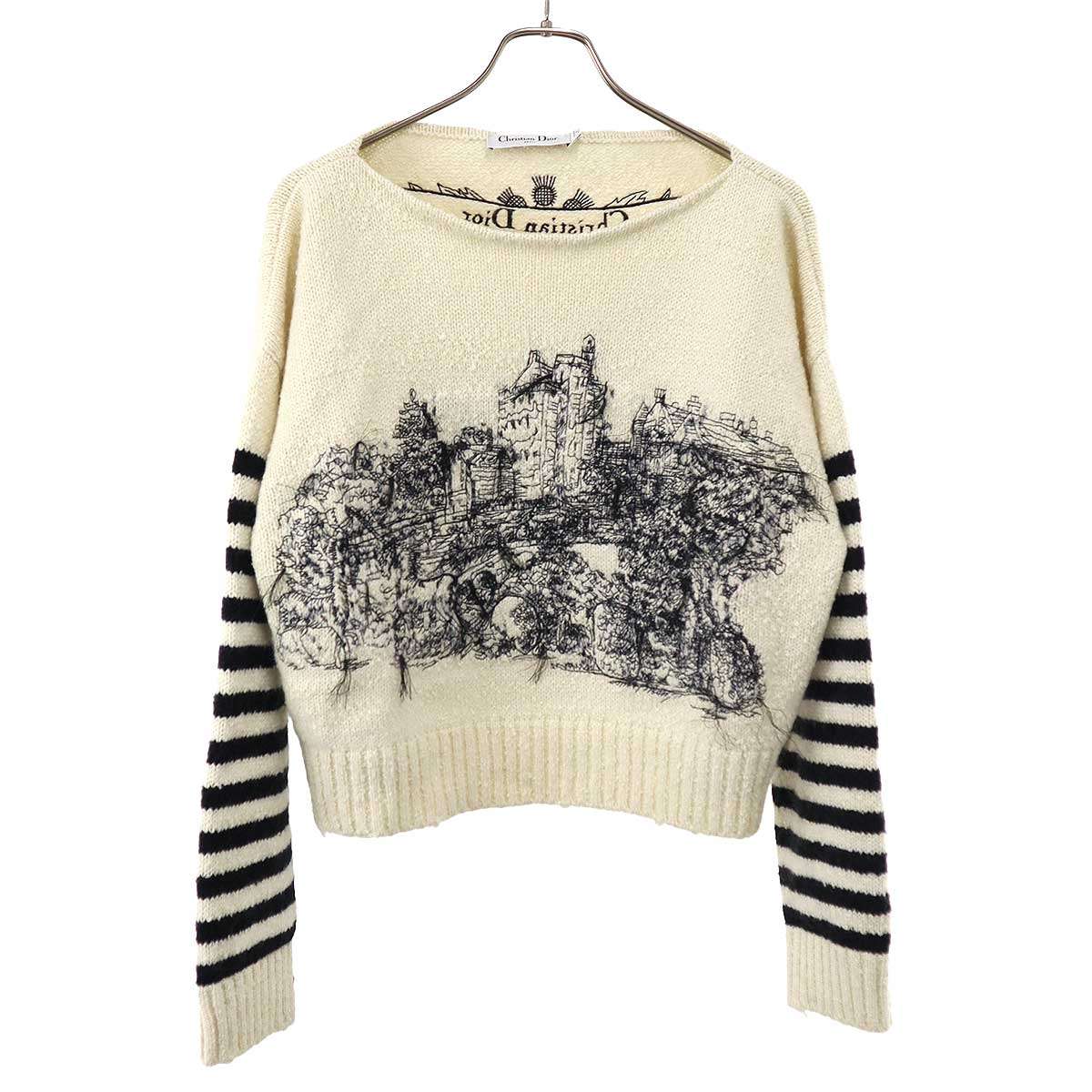 Rakuten - Christian Dior クリスチャンディオール トワル ドゥ ジュイ スコットランド ブレンドニットセーター 514S48A3024 アイボリー×ブラック F38 【中古】 ITJG5GYJDTAY