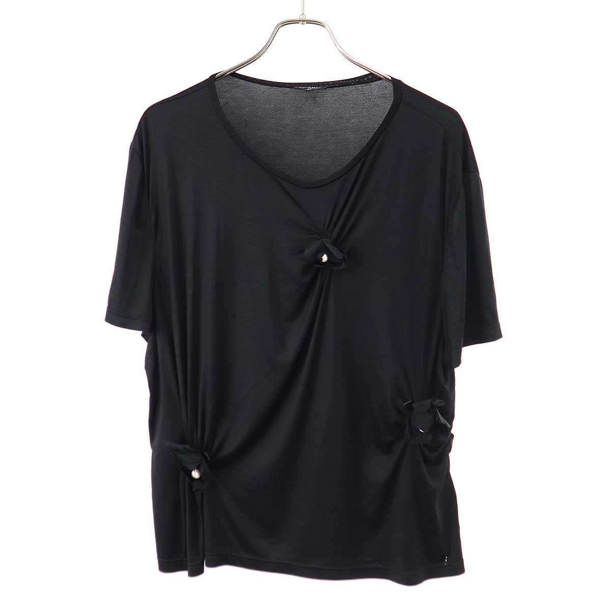 乐天商城 - CHANEL シャネル シルクストレッチカメリアパールトップス Tシャツ P58295V41191 ブラック 46 【中古】 IT0IXMWXRQTS