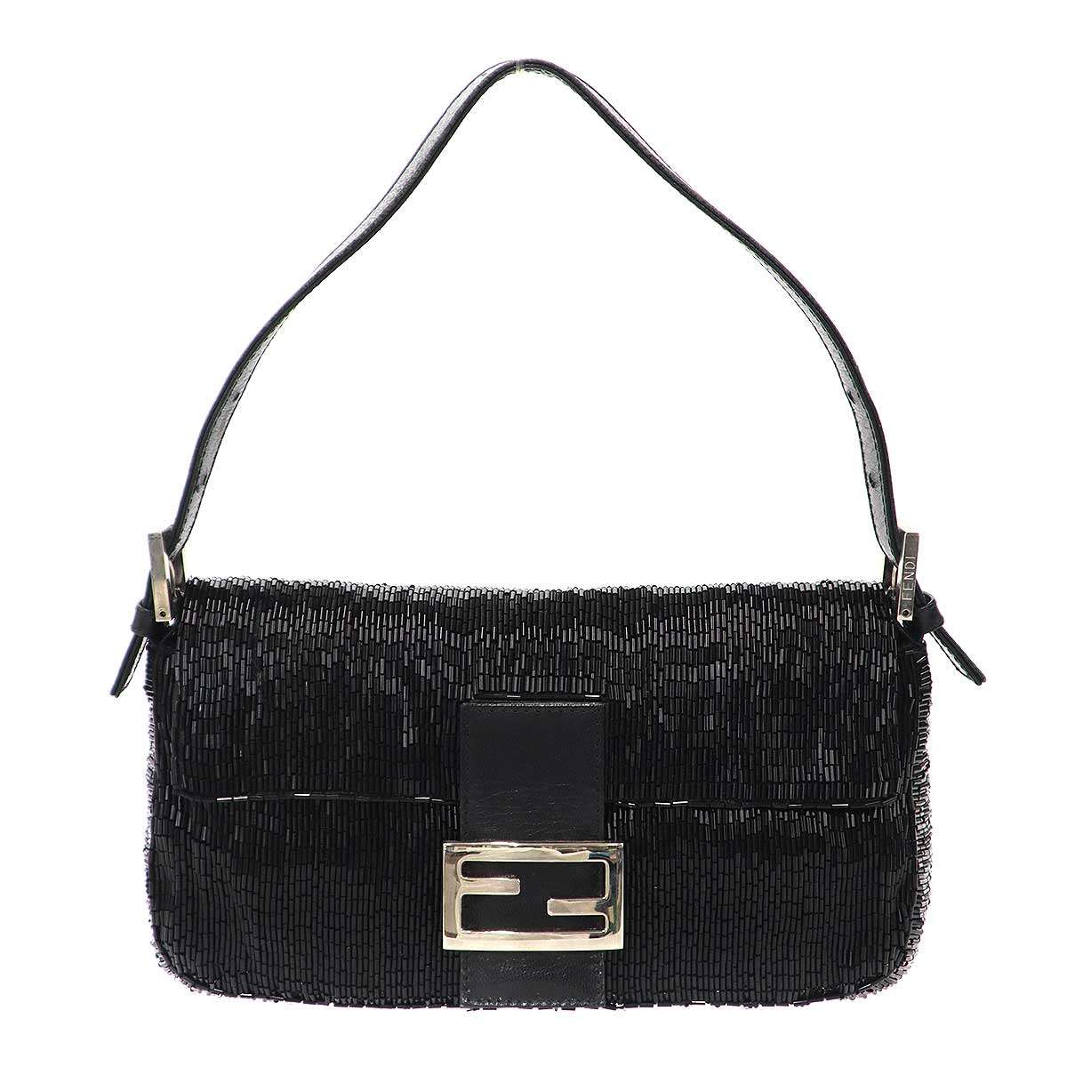 FENDI フェンディ Beaded Mamma Baguette Bag ビーズデザインマンマバケット ショルダーバッグ ブラック 【中古】 IT0I9KD2RYG6