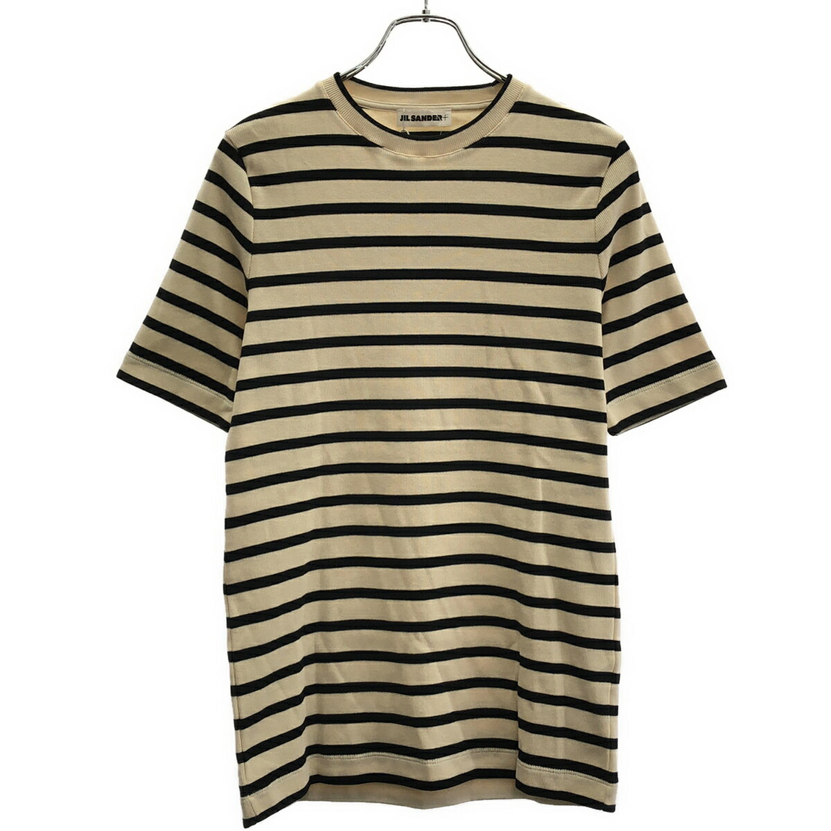 Rakuten - JIL SANDER＋ ジルサンダープラス ロゴパッチボーダーニットTシャツ JPPU707524 アイボリー×ブラック L 【中古】 ITRVWMGTAICY