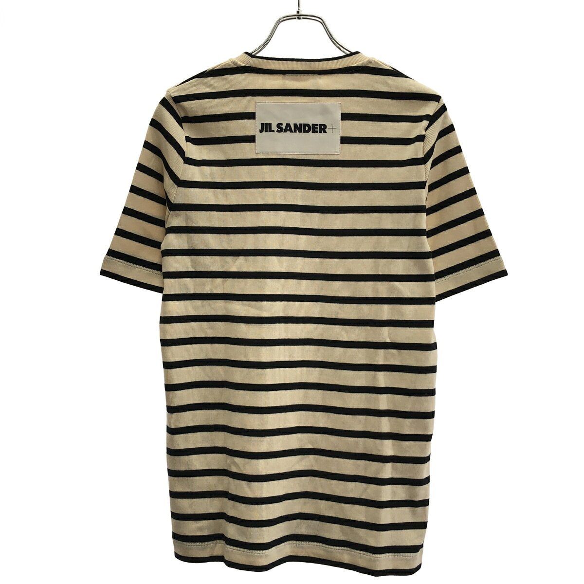 JIL SANDER＋ ジルサンダープラス ロゴパッチボーダーニットTシャツ JPPU707524 アイボリー×ブラック L 【中古】 ITRVWMGTAICY