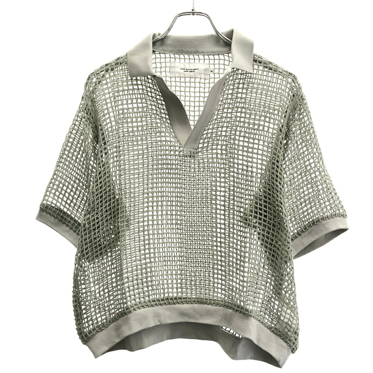 Rakuten - JOHN MASON SMITH ジョン メイソン スミス 26SS SQUARE MESH SKIPPER POLO スキッパーメッシュニットポロ 26SCT-226L グレー グリーン 38 【中古】 ITA8U87I72O9