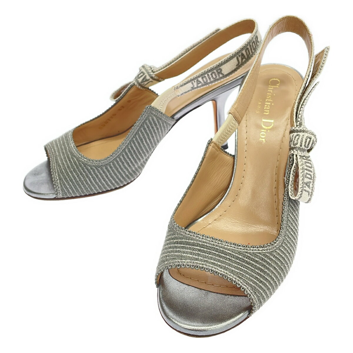 Christian Dior クリスチャンディオール J'ADior スリングバックストラップヒールサンダル MD0720 シルバー 37 【中古】 ITMQHNU7D9HZ