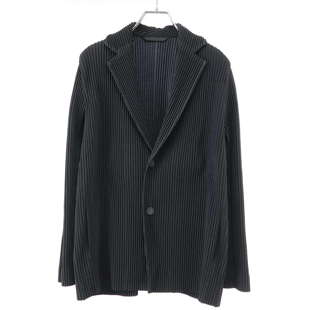 人気✨　プリーツプリーズ　イッセイミヤケ　ジャケット　ネイビー　レディース　M PLEATS JACKET” Jacket series made of thick pleated fabric. 厚手の