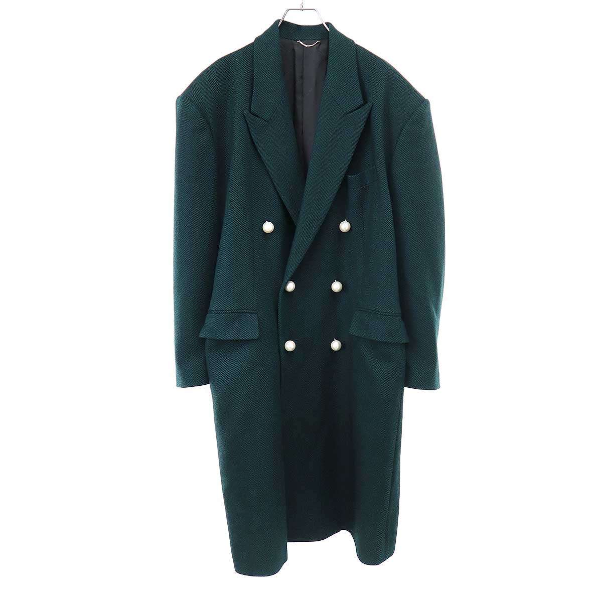 Rakuten - JOHN LAWRENCE SULLIVAN ジョン ローレンス サリバン 20AW HERRINGBONE TWEED BACK SIDE TUCKED COAT パールダブルコート 1B002-0220-09 グリーン 44 【中古】 ITB777NKC6CK