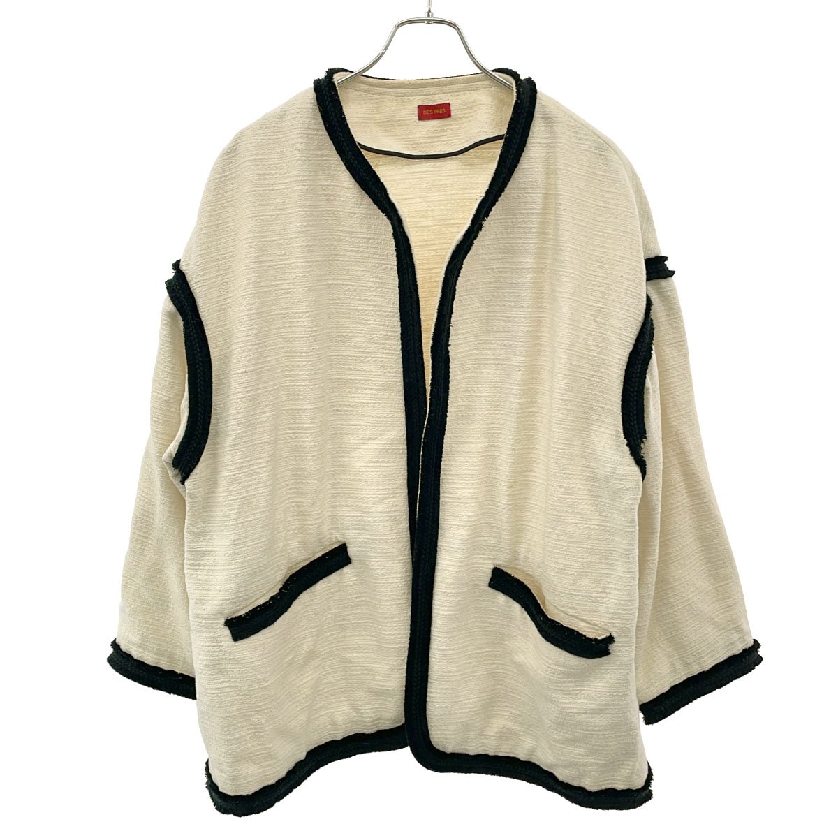 Rakuten - DES PRES デ プレ コットンナイロンツイード ノーカラーショートコート 22-08-11-08104 アイボリー 36 【中古】 IT96972P9I3O