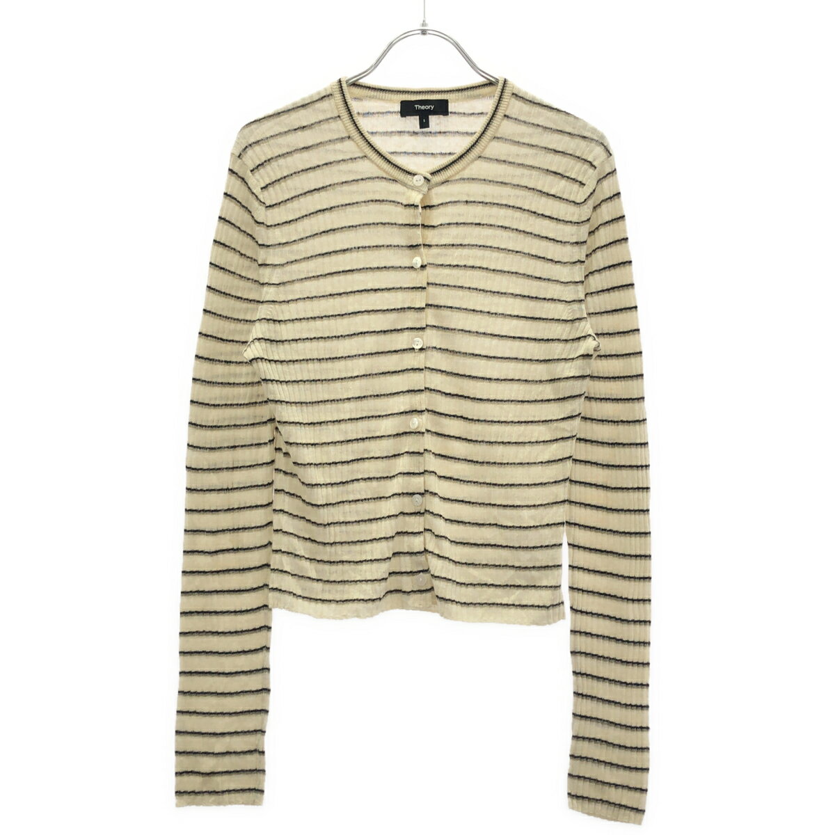 theory セオリー 25SS クロップドボーダーニットカーディガン 01-5103702-170-902 アイボリー S 【中古】 IT2UD02IAFRQ
