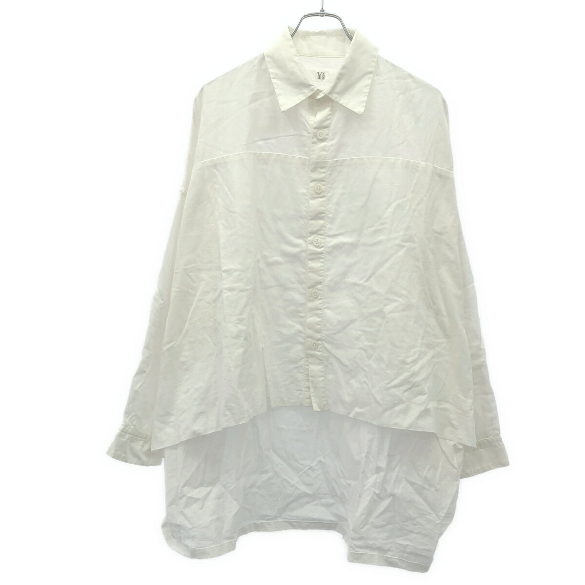 Y's ワイズ THIN COTTON TWILL DOUBLE FRONT BIG BLOUSE オーバーサイズシャツ YJ-B80-003 ホワイト 【中古】 IT6TS906TJP4