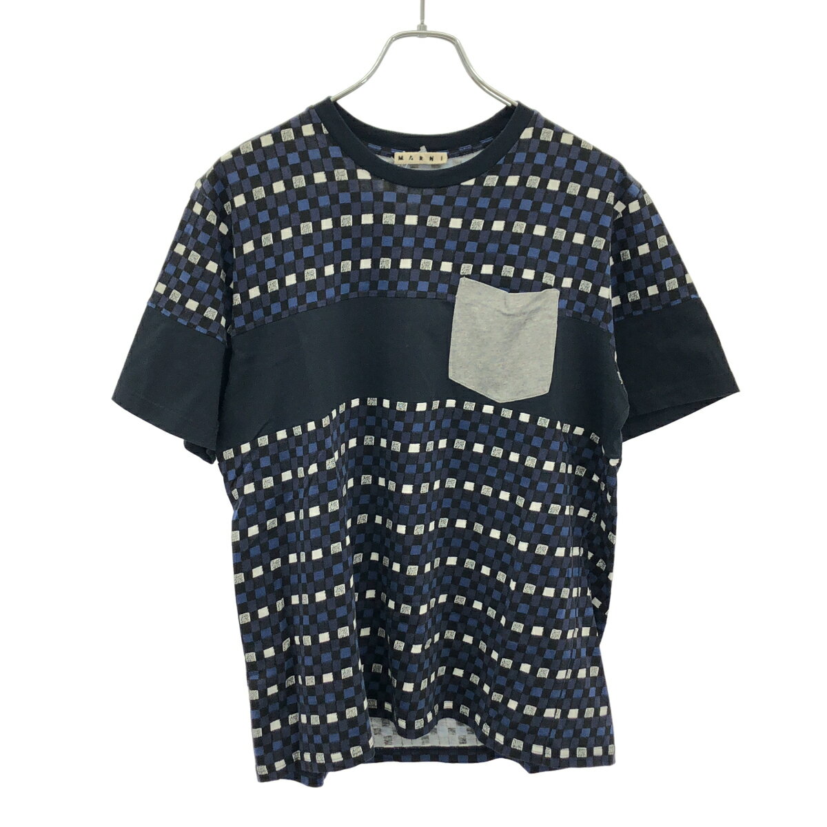 乐天商城 - MARNI マルニ 15SS 総柄ポケットTシャツ ネイビー 48 【中古】 ITDD1REKGICH