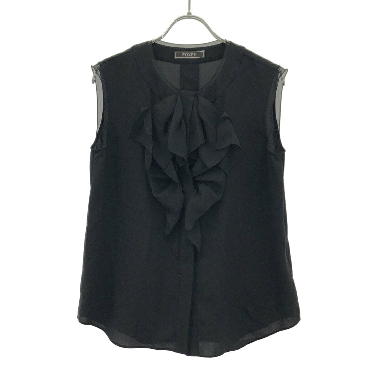 Sleeveless - FOXEY フォクシー ノースリーブフリルブラウス 40424-SBOA06T ブラック 38 【中古】 ITH2IQJVOBAT