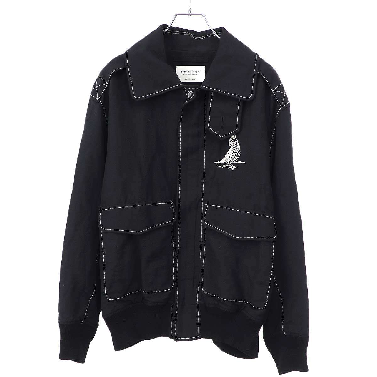 Rakuten - beautiful people ビューティフルピープル 24AW wool linen weather cloth A-2 jacket ジャケット 1435102030 ブラック 38 【中古】 IT2M2BTNN4OG