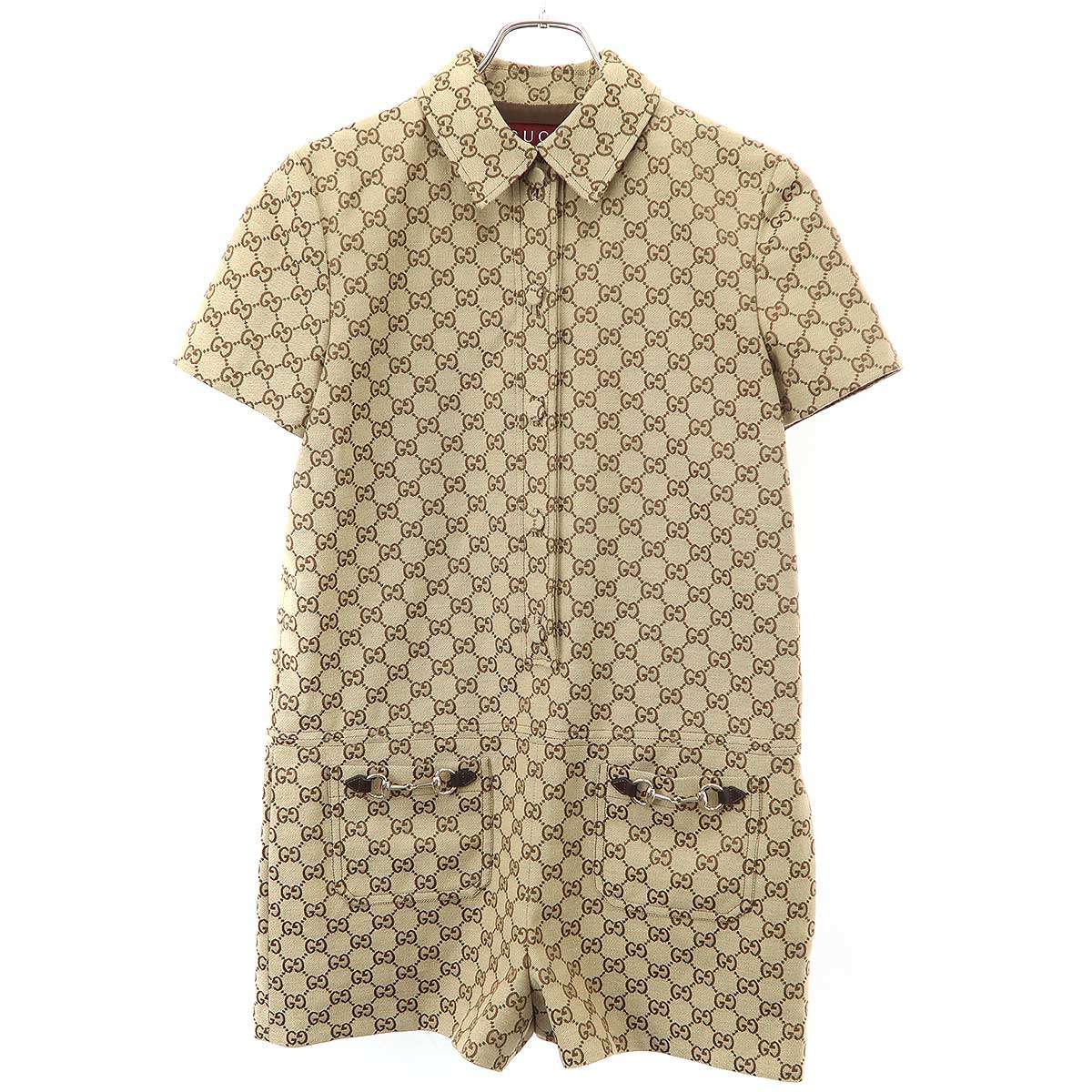 GUCCI グッチ ホースビット GGキャンバス ジャンプスーツ オールインワン 781457 Z8BRZ ベージュ 38 【中古】 ITZPLPDR6VPC