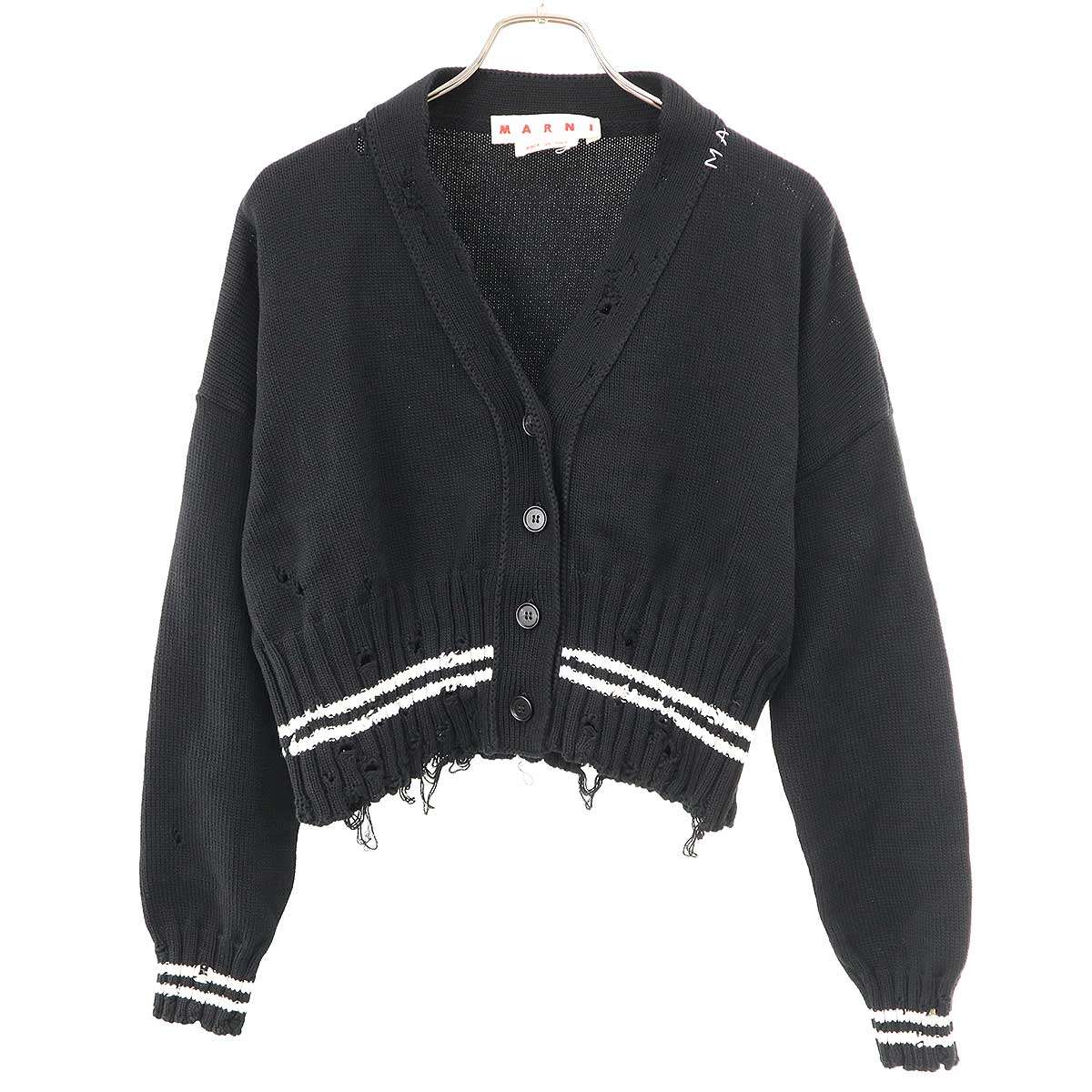 乐天商城 - MARNI マルニ 25AW ダメージショートカーディガン CDMD0223Q0 ブラック 42 【中古】 ITZIWBF7BYUO