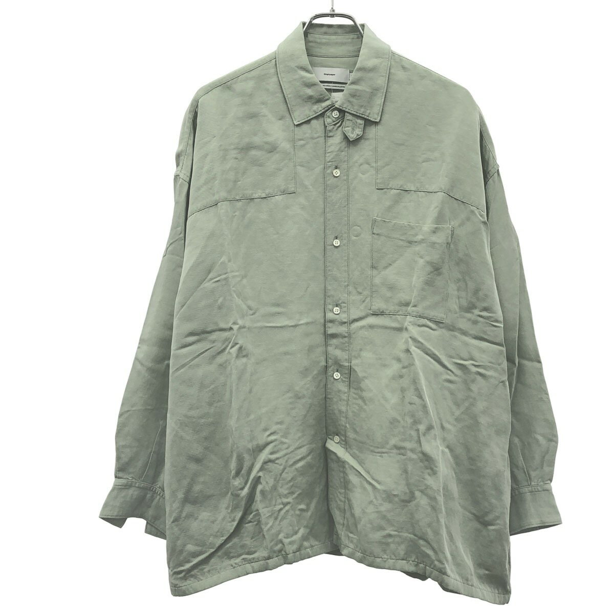 乐天商城 - Graphpaper グラフペーパー 22SS Viscose Linen Yoke Shirt ビスコースリネンヨークシャツ GM221-50101 グリーン系 1 【中古】 ITKVAVASTANE